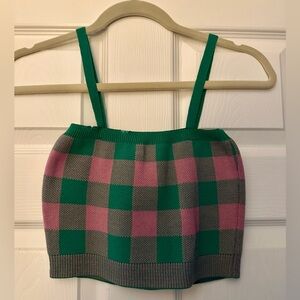 Trendyol Green and Pink Checkered Top Size S